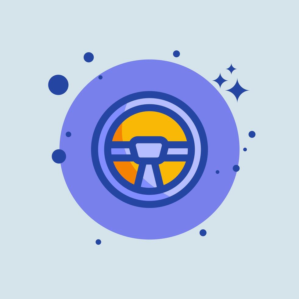 Steering wheel flat illustration. Automobile signs illustration. vector