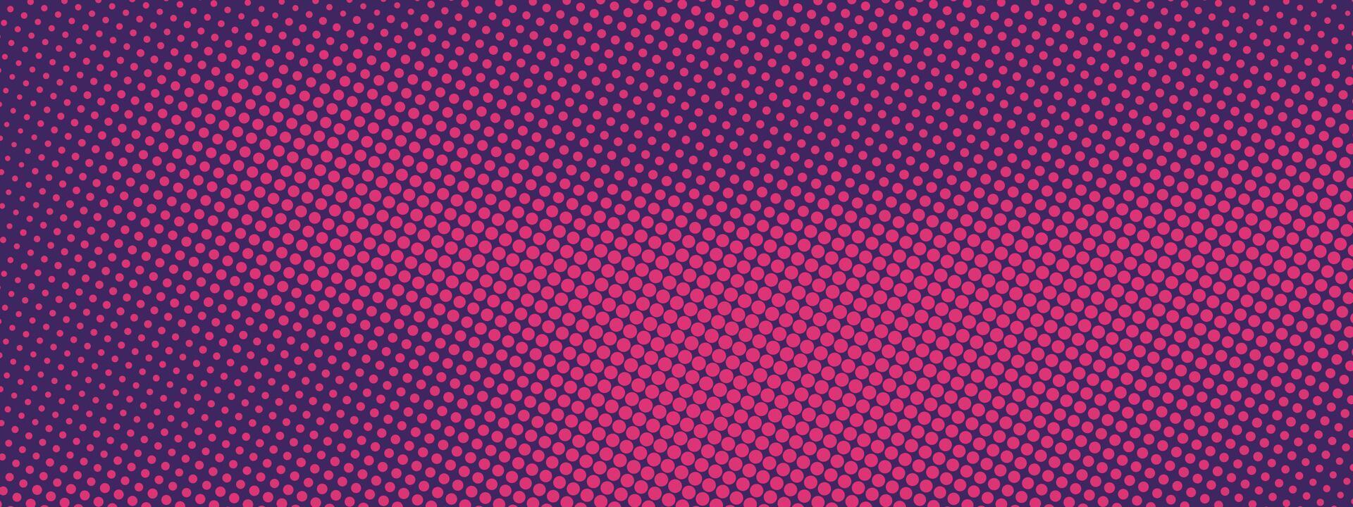 Pink and purple halftone polka dot gradient background. Doteed pixel texture overlay. Pop Art style backdrop. Cartoon or futuristic moving particle points. vector