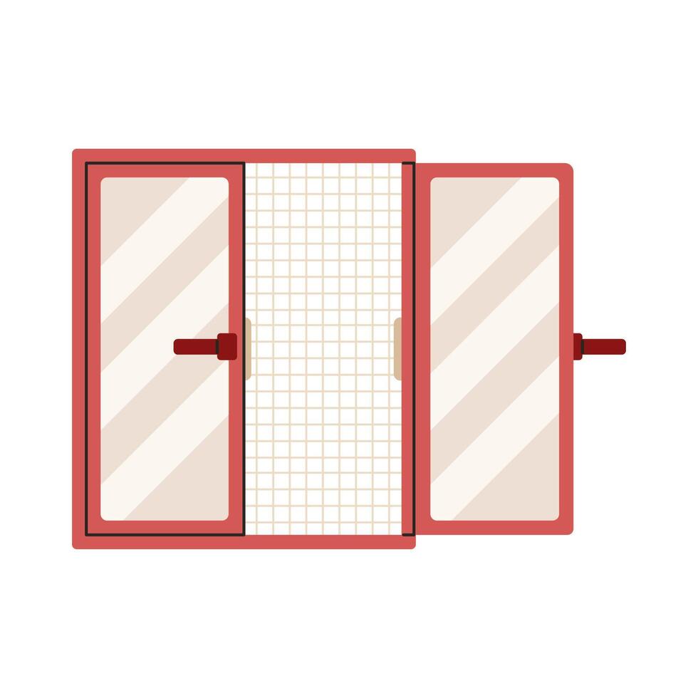 Window with a mosquito net. Flat illustration isolated on white background. vector