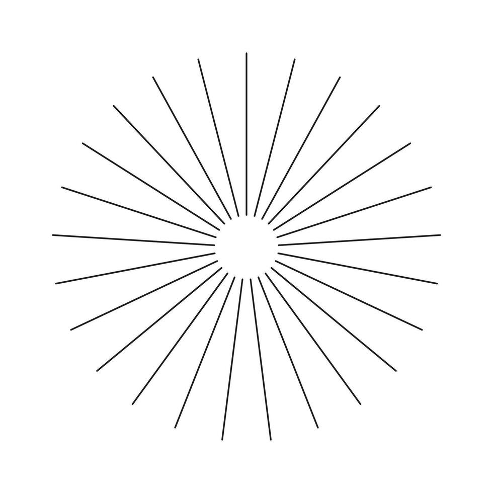 Radial circle lines. Spokes with radiating stripes. Abstract illusion geometric black shape. Circular lines icon. Symbol of Sun star rays. Flat design simple element. vector