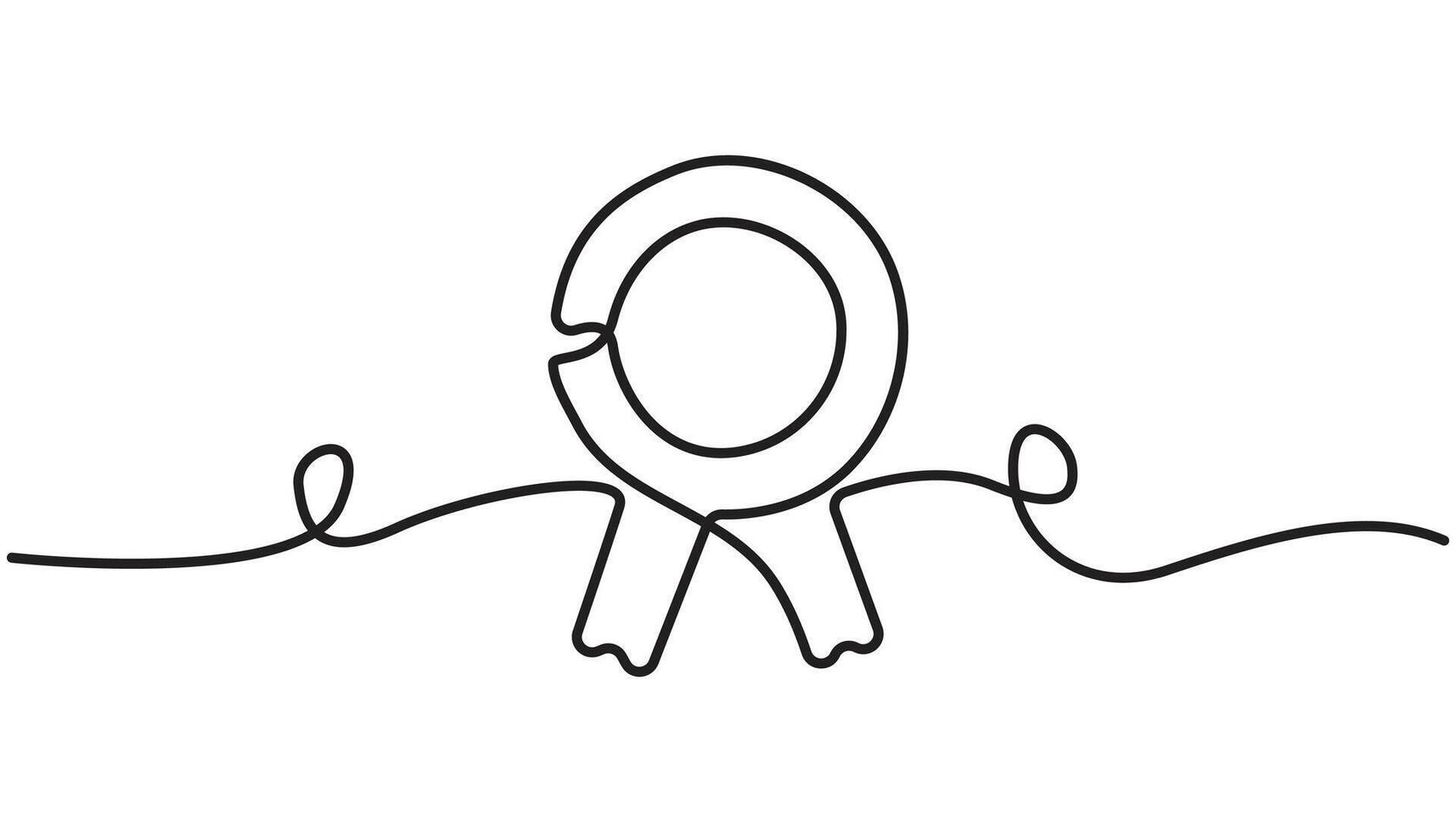 award badge continuous one line drawing vector