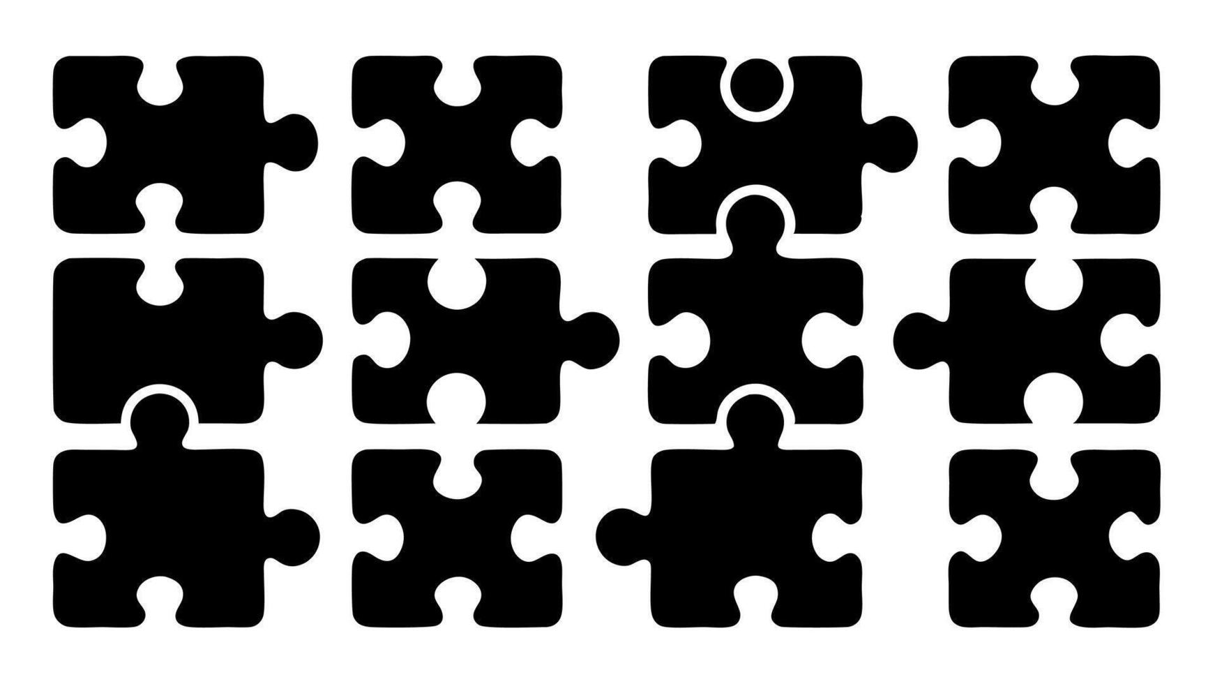 Black Puzzle Pieces silhouette design vector