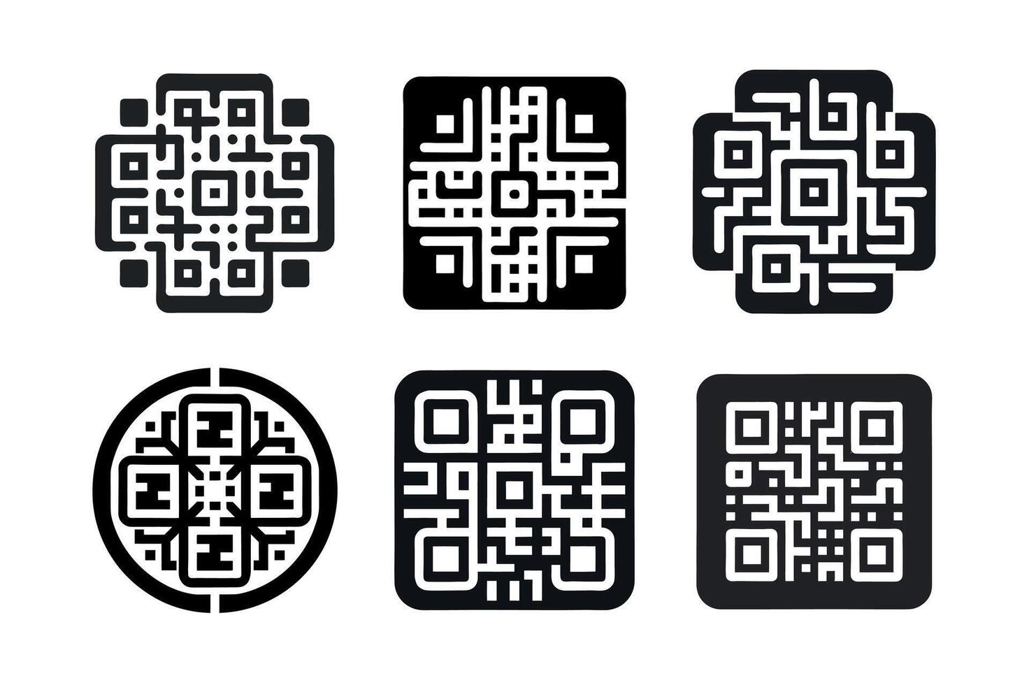 Geometric QR Codes and Ornate Designs vector