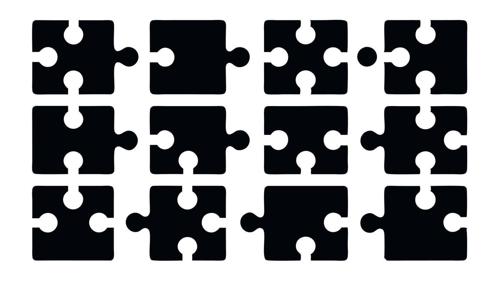 black puzzle pieces arranged in a grid vector