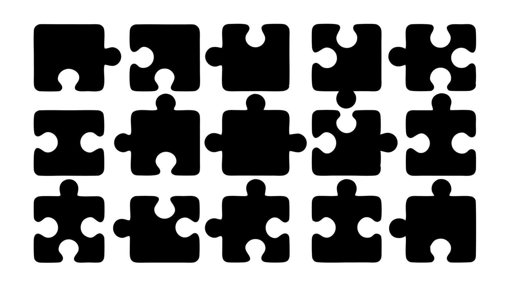 Seamless Pattern of Black Puzzle Pieces vector