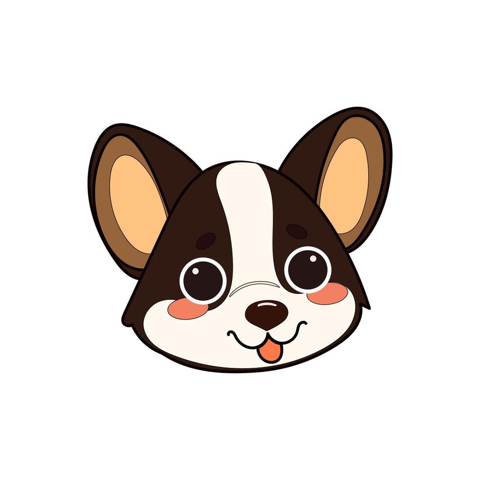 Kawaii Funny Corgi Dog Puppy Character Icon. Dog Animal Cartoon Drawn Element. Small Kawaii Fluffy Home Mascot. Positive Childish Decoration Symbol vector