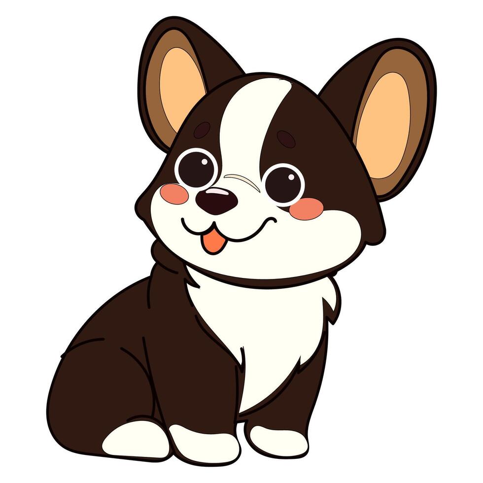 Smiling Dog Character Portrait. Cute and Lovely Kawaii cartoon Pet Animal Icon Design. vector