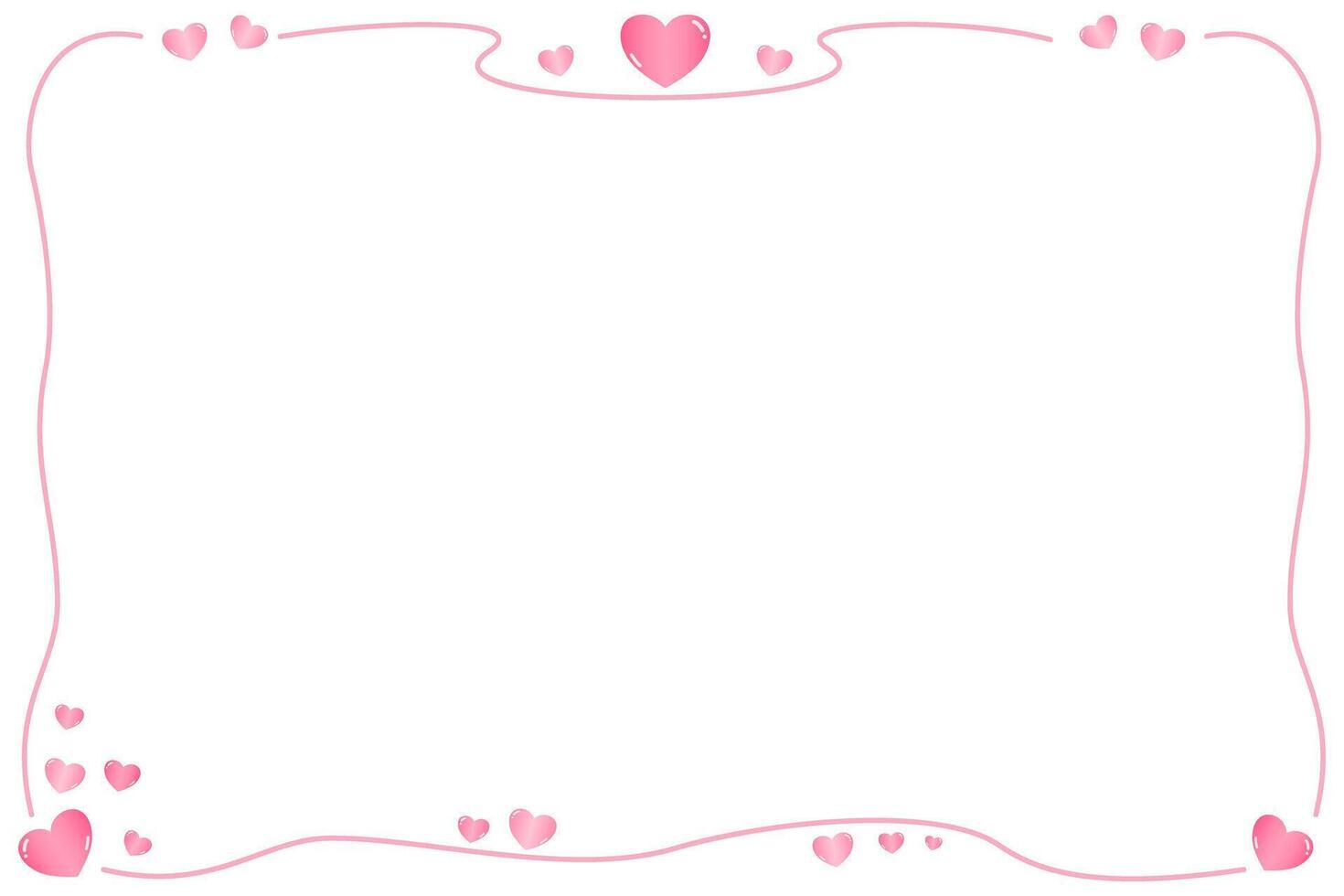 Beautiful border or frame with pink paper cut mini hearts. Copy space. vector