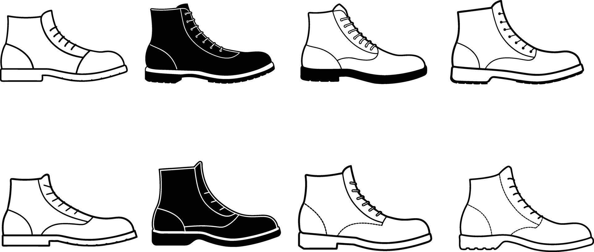 Line Art Illustrations of Work Boots vector