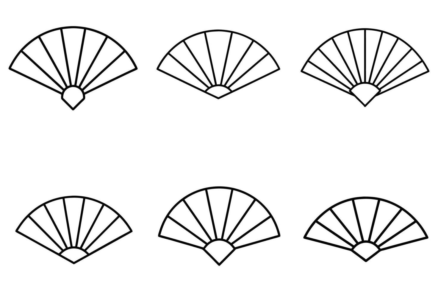 Line Art Illustrations of Traditional Fans vector