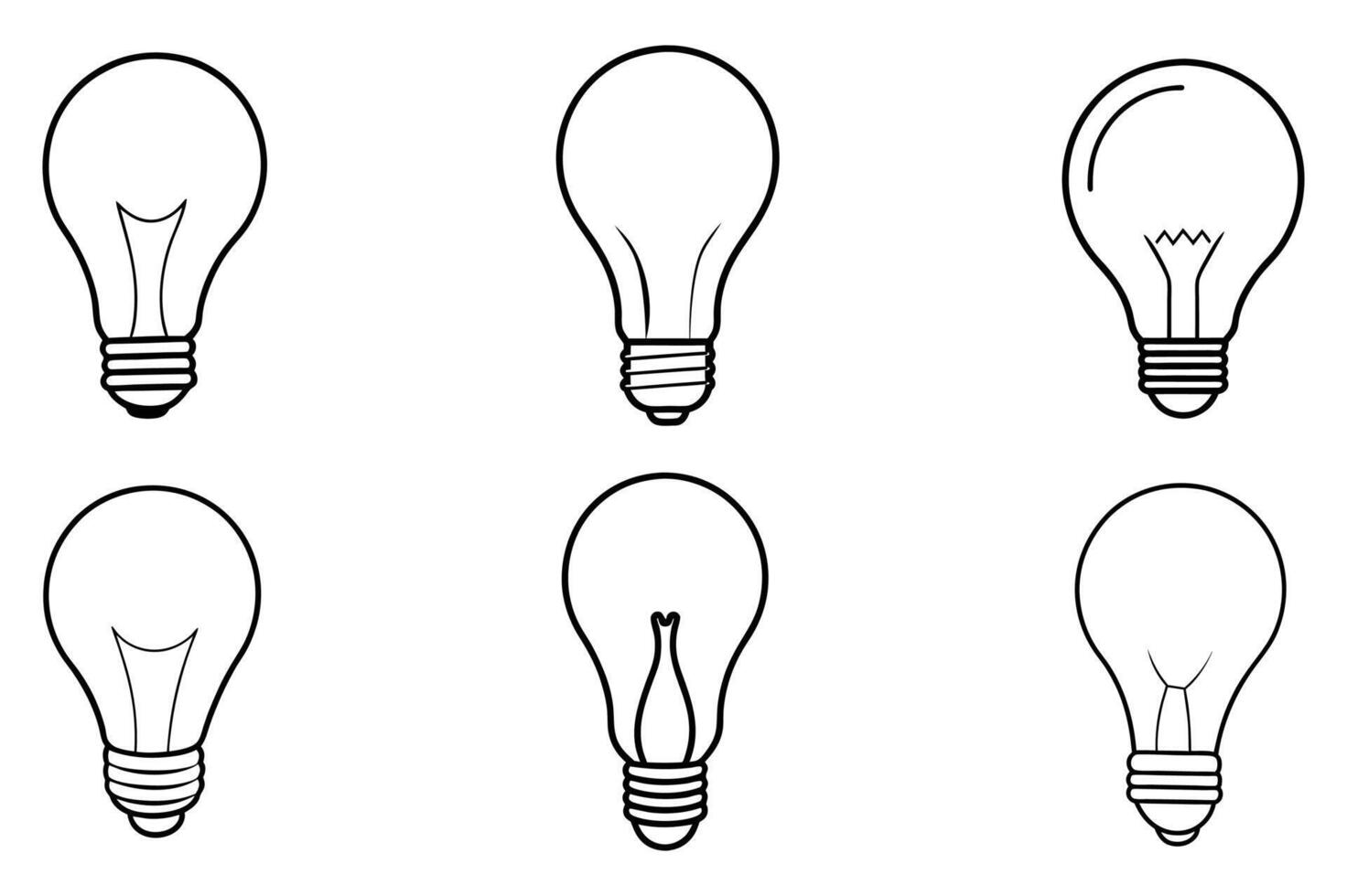 Simple Line Art Lightbulb Icons vector