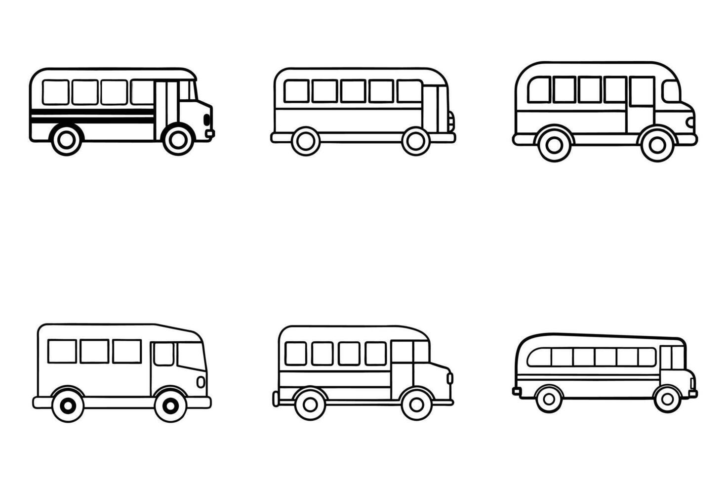 Line Art Illustrations of School Buses vector
