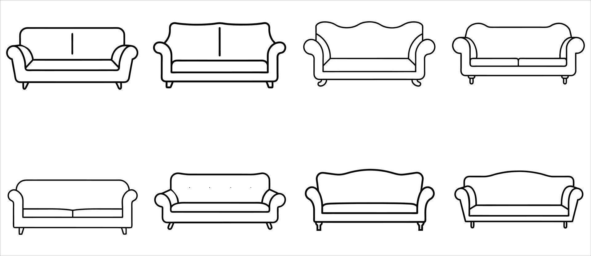 Different Sofa Designs for Upholstery Projects vector