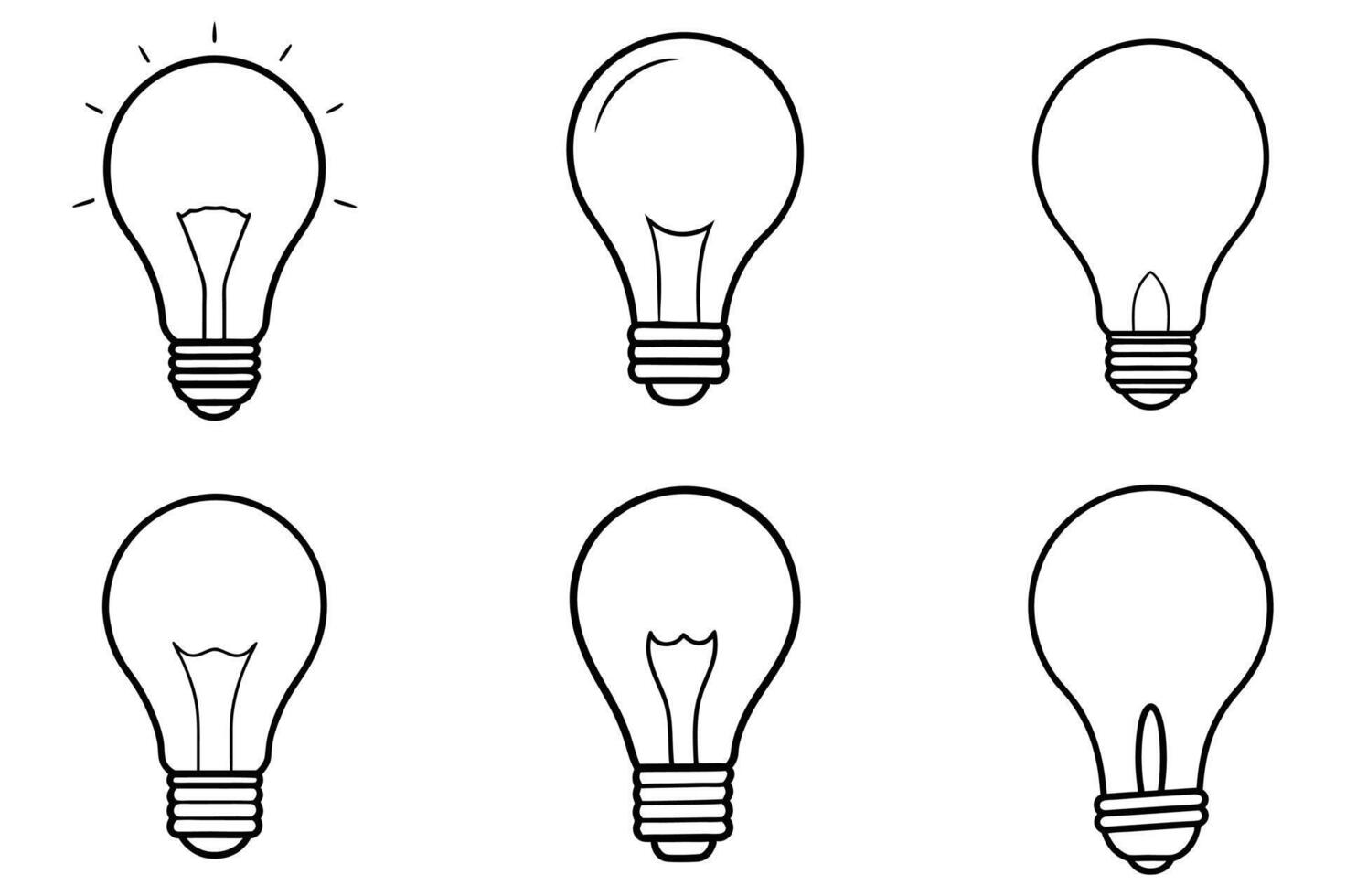 Line Art Lightbulb Icons vector