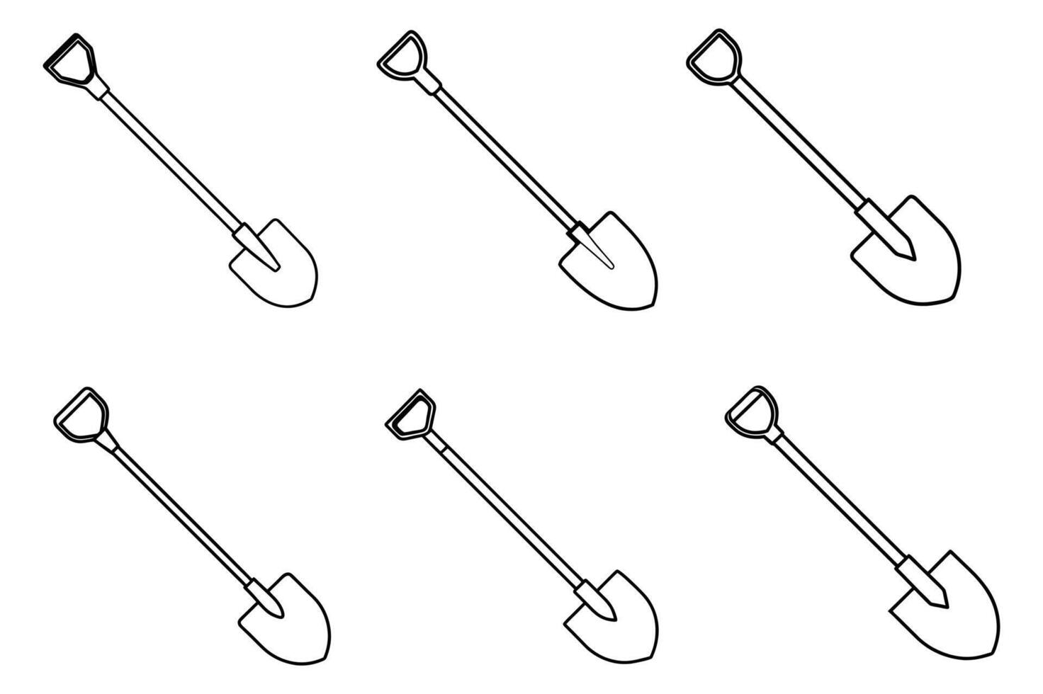 Shovels in Various Black and White Styles vector