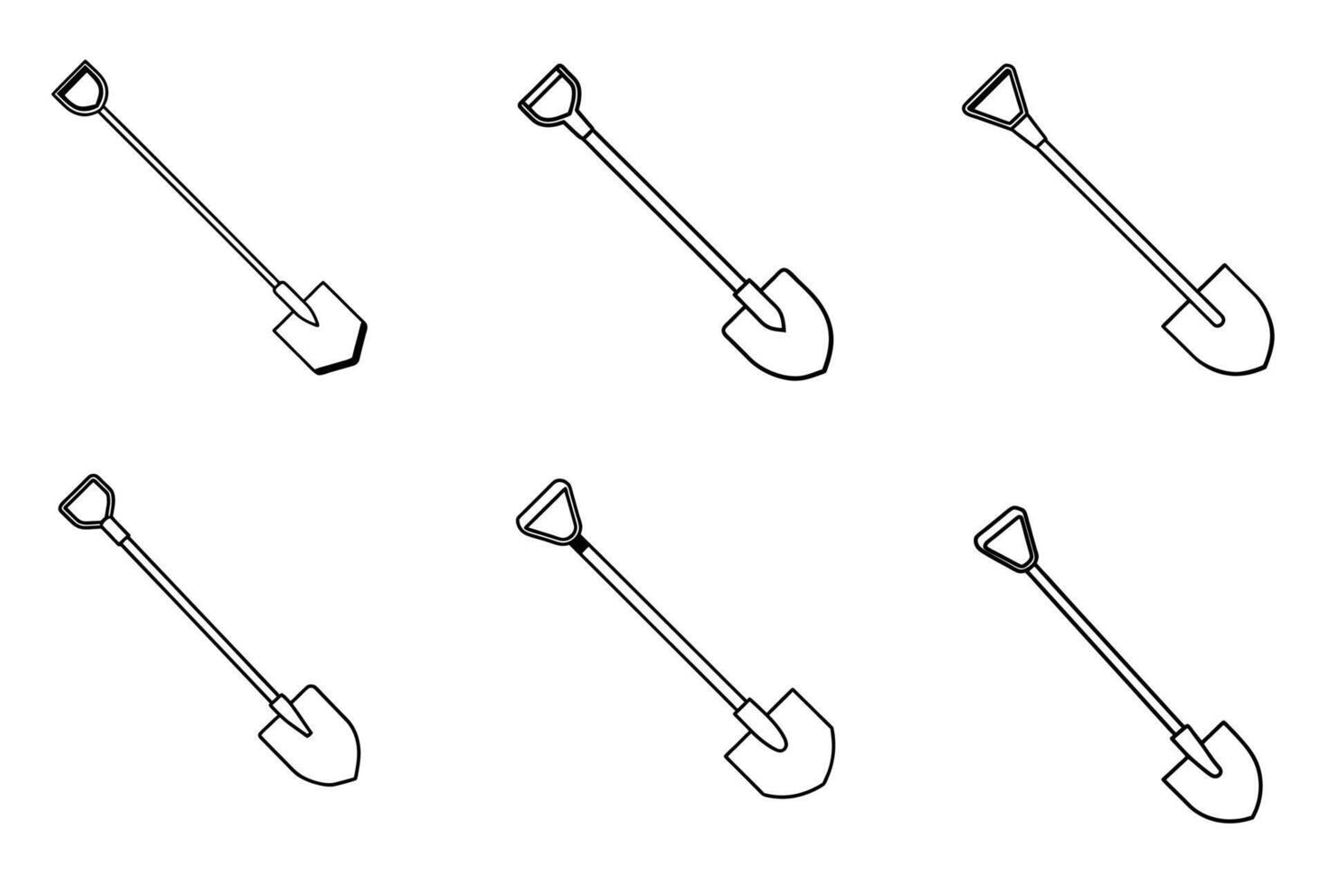 Illustration of Shovels in Various Black and White Styles vector