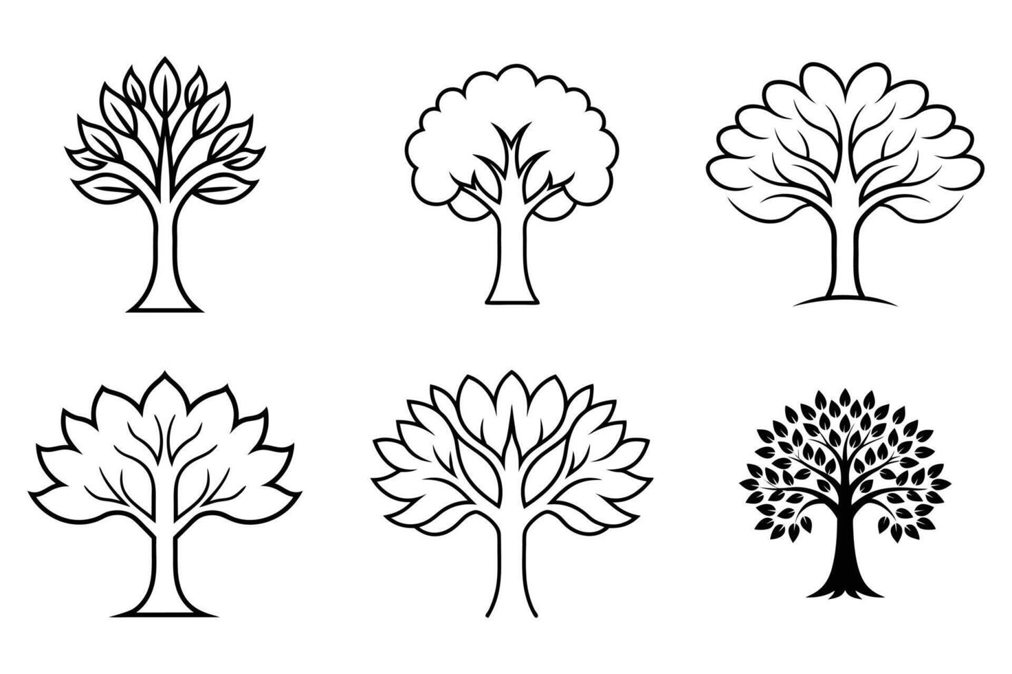 Tree silhouettes in varying degrees of clarity. vector