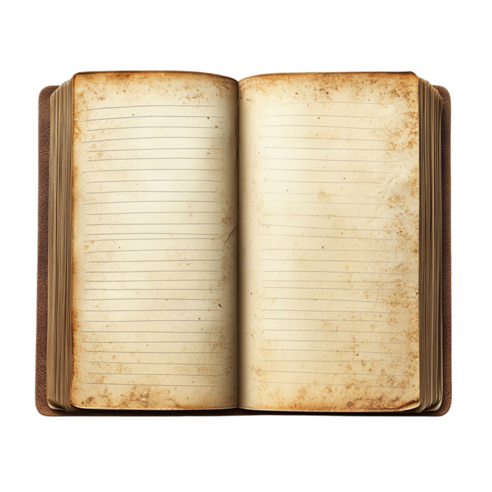 Old Book with Blank Pages on Transparent Background png