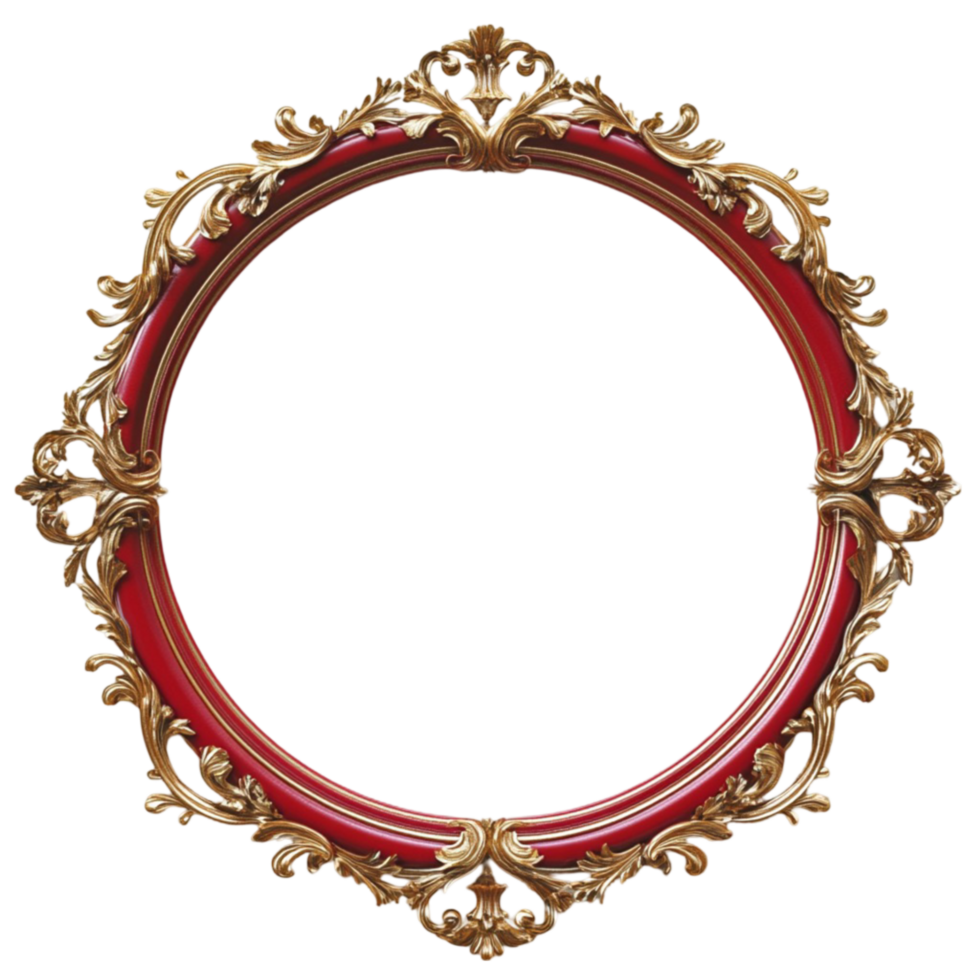 Red and Gold Frame with Ornate Design on Transparent Background png