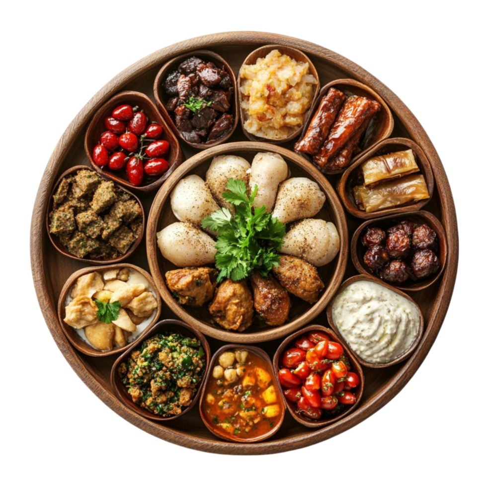 Assorted Dry Fruits in Elegant Golden Plate on Transparent Background png