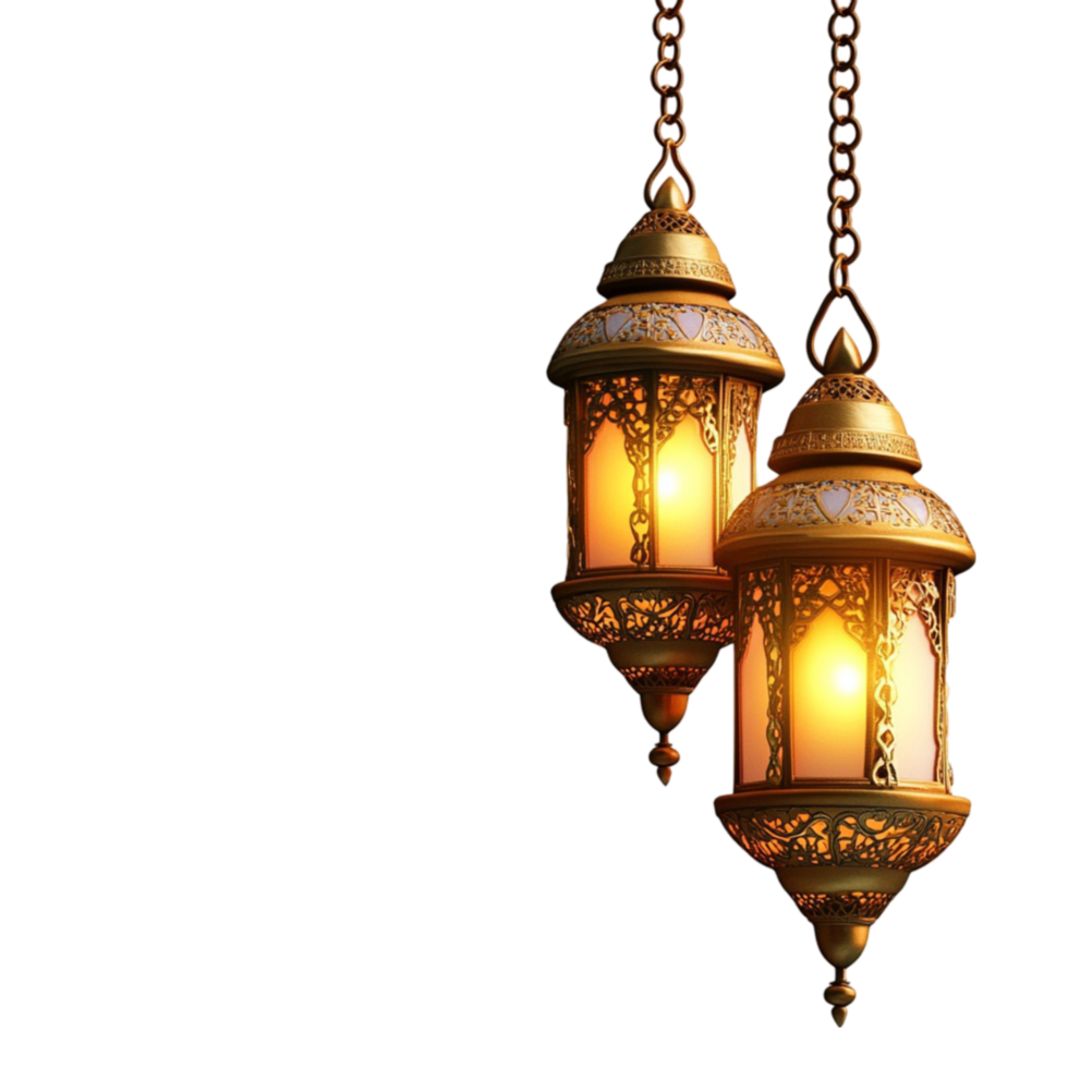 Decorative Lanterns with Festive Lights on Transparent Background png
