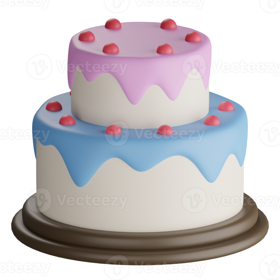 3d Illustration of Birthday Cake png