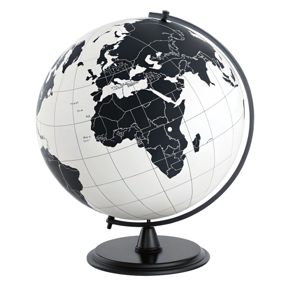 black globe icon isolated n transparent background png