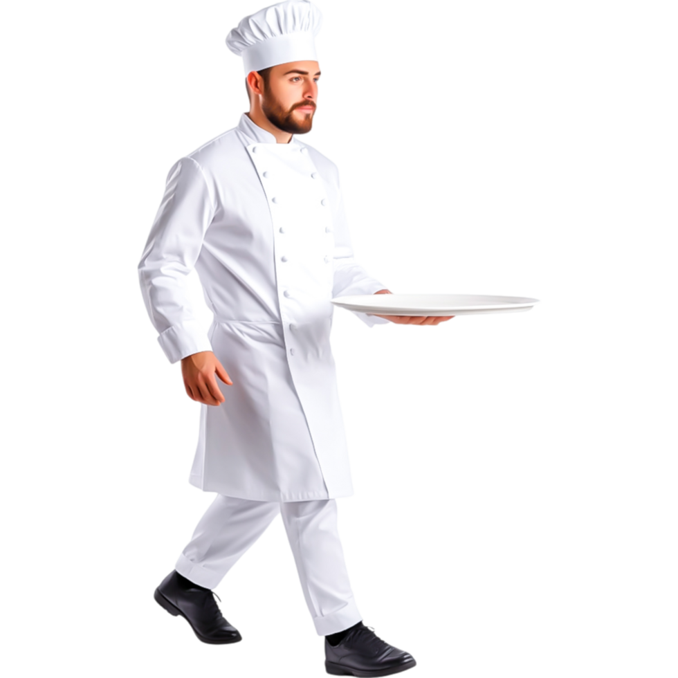 Chef Walking with Plate in Professional Attire png
