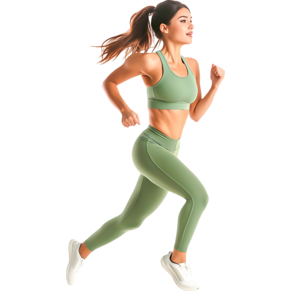 Fit Woman Running in Athletic Wear png