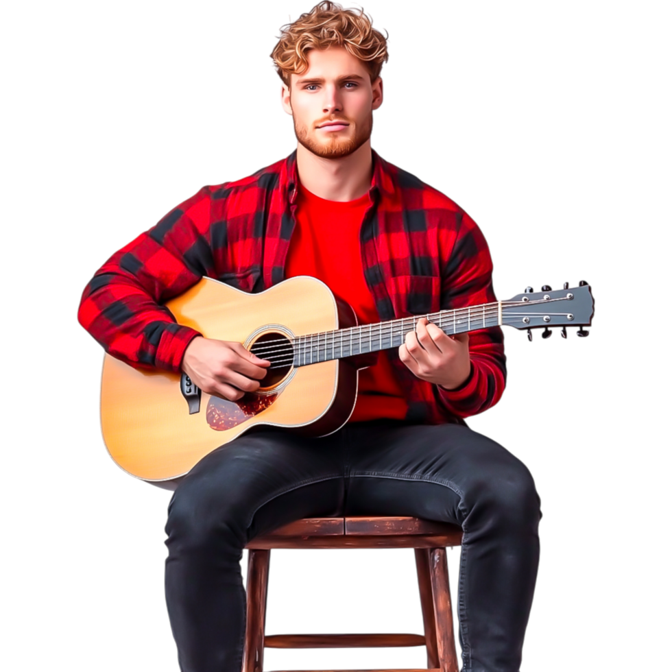 A Man Playing Acoustic Guitar png
