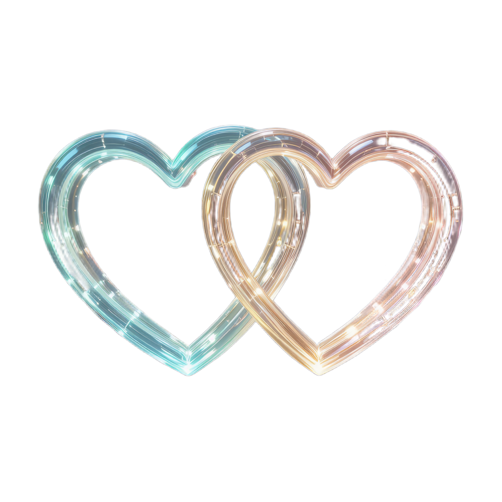 Intertwined Luminous Hearts. A Symbol of Love and Unity png