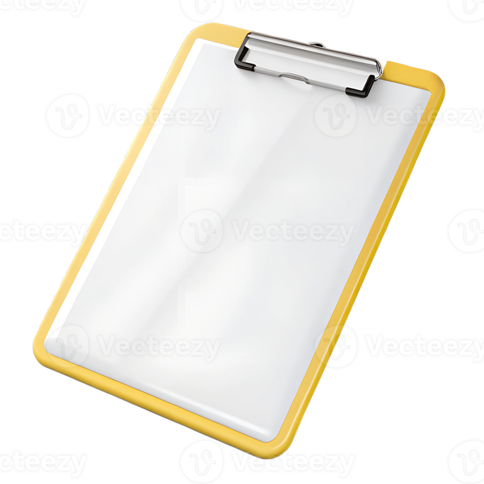Yellow Clipboard with white Blank Paper png