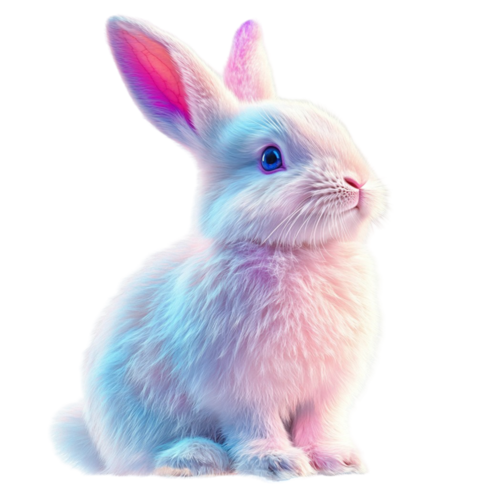 Pastel Bunny in Pink and Blue Tones png