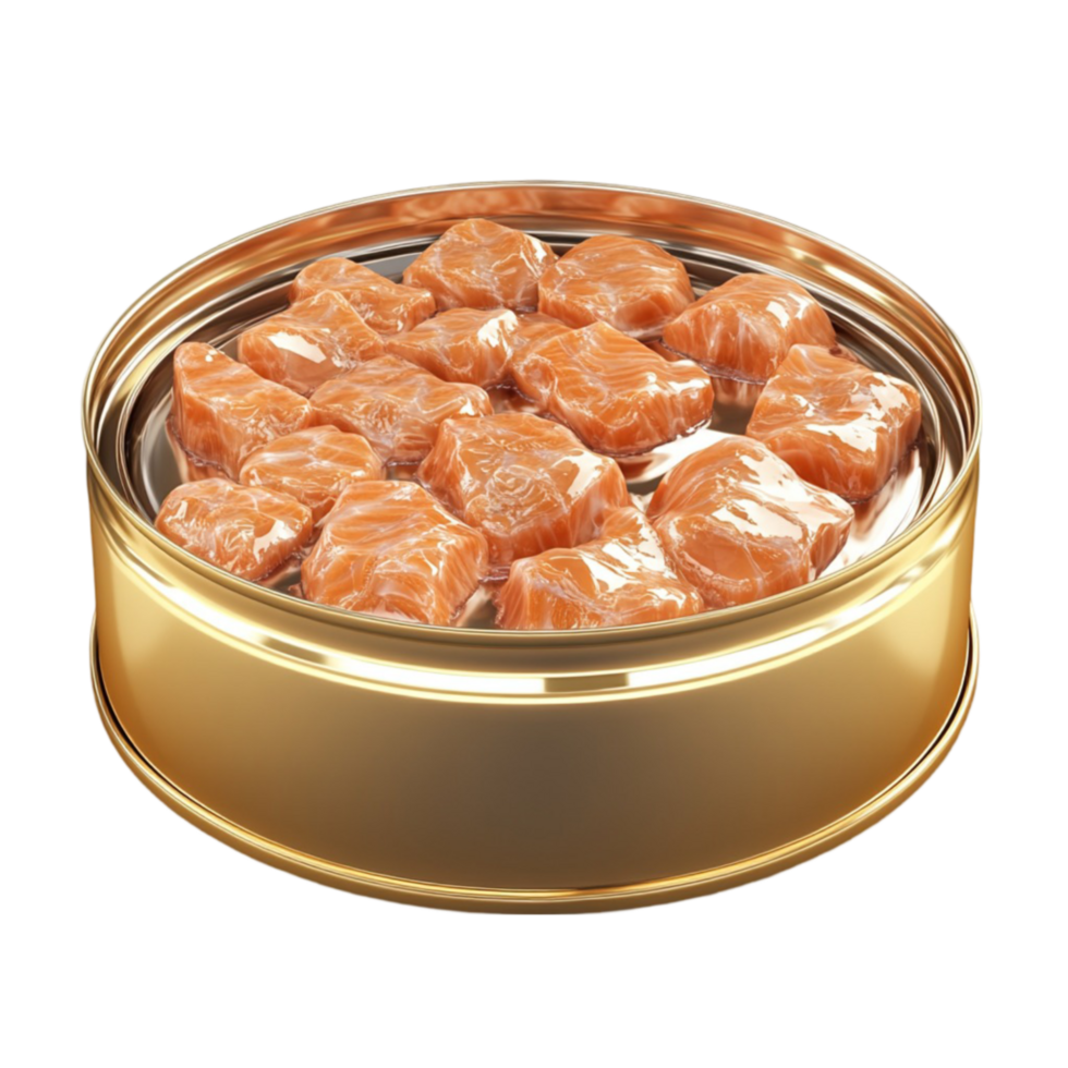 Open Tin of Canned Salmon Chunks png