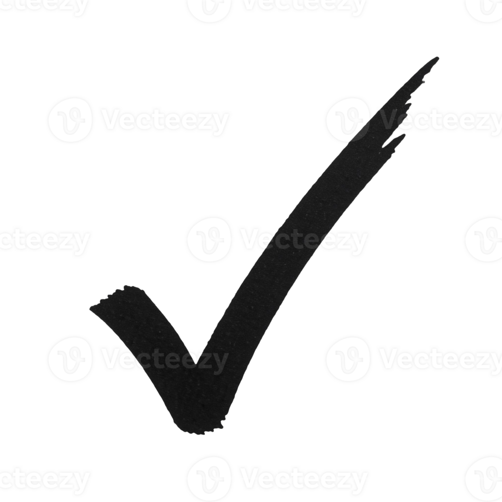 Hand-Drawn Black Checkmark with Rough Edges, Minimalist Graphic Element for Creative Projects. png