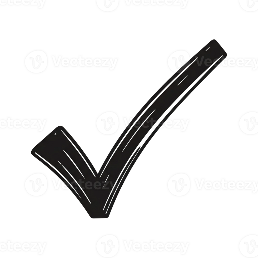 Abstract Black Tick Mark with Organic Texture, for Branding, Logos, and Design Elements. png