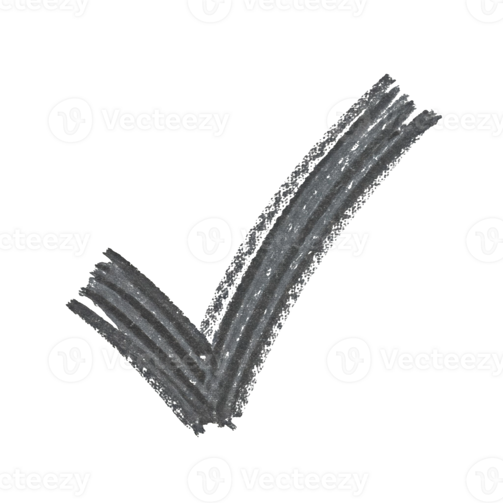 Hand-Drawn Black Checkmark with Rough Edges, Graphic Element for Creative Projects. png