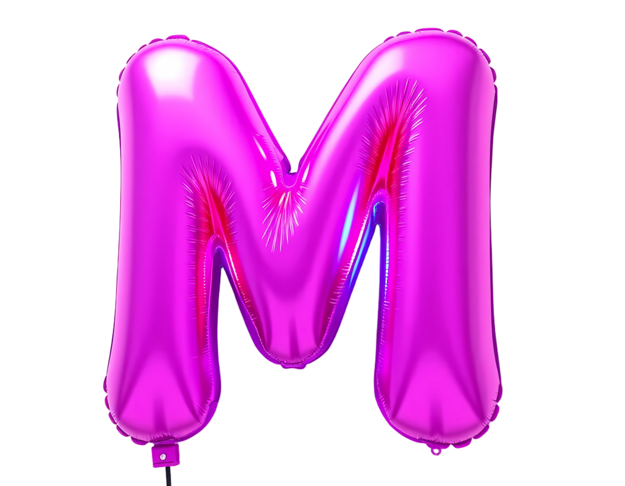 A pink letter m balloon with a blue and red foil png
