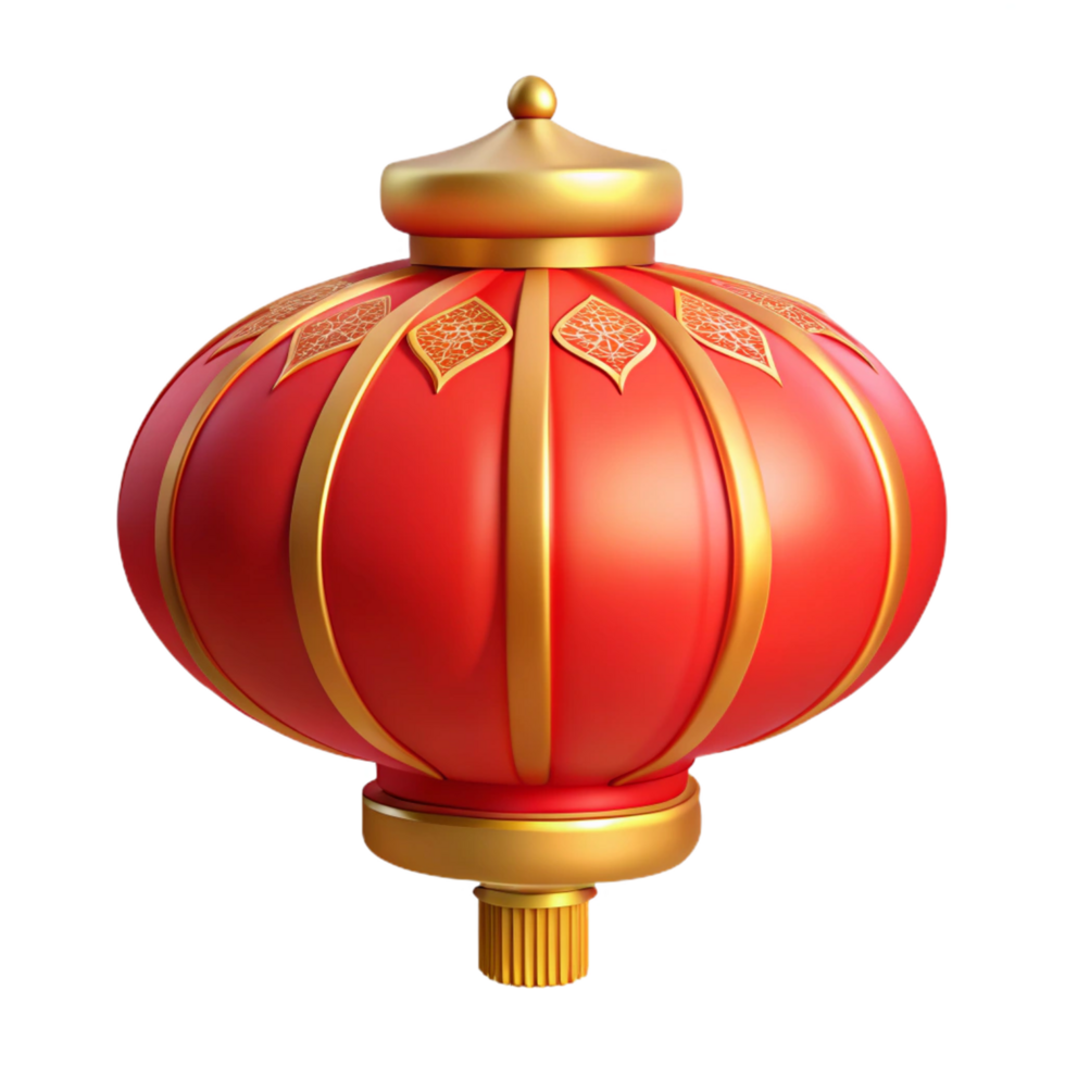 Red Chinese lantern with beautiful gold patterns png