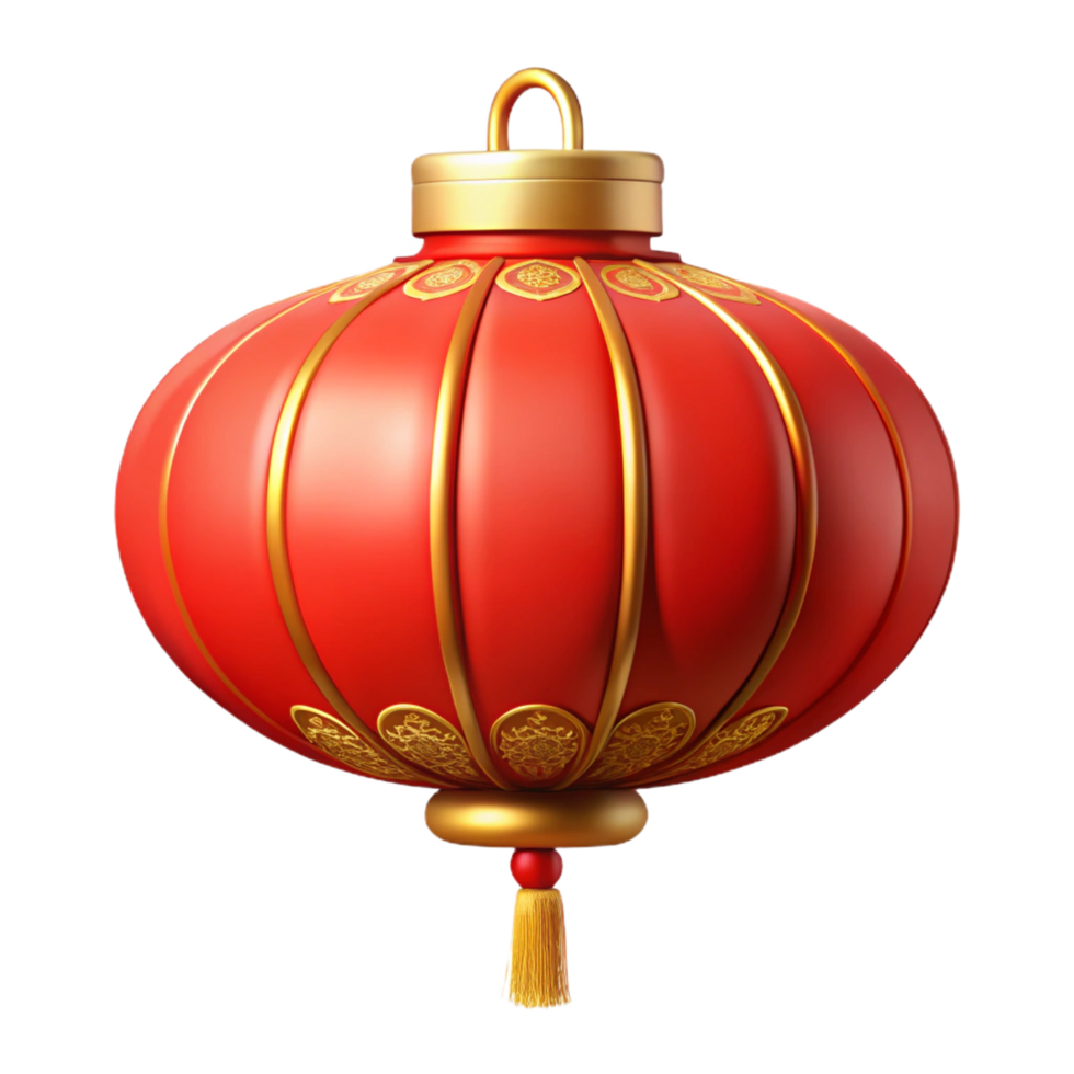 Red Chinese lantern displaying golden artistic touches png