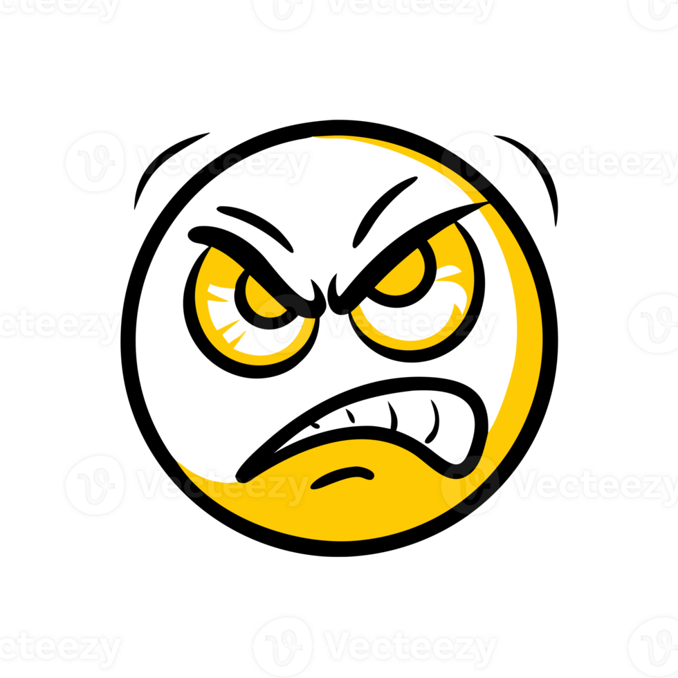 A circular yellow emoticon displays an angry expression cutouts png
