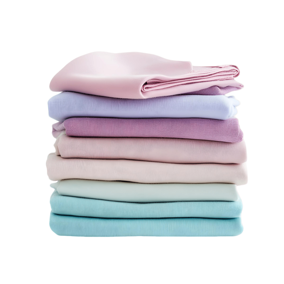 Stack of colorful towels, including a pink one, are piled on top of each other png