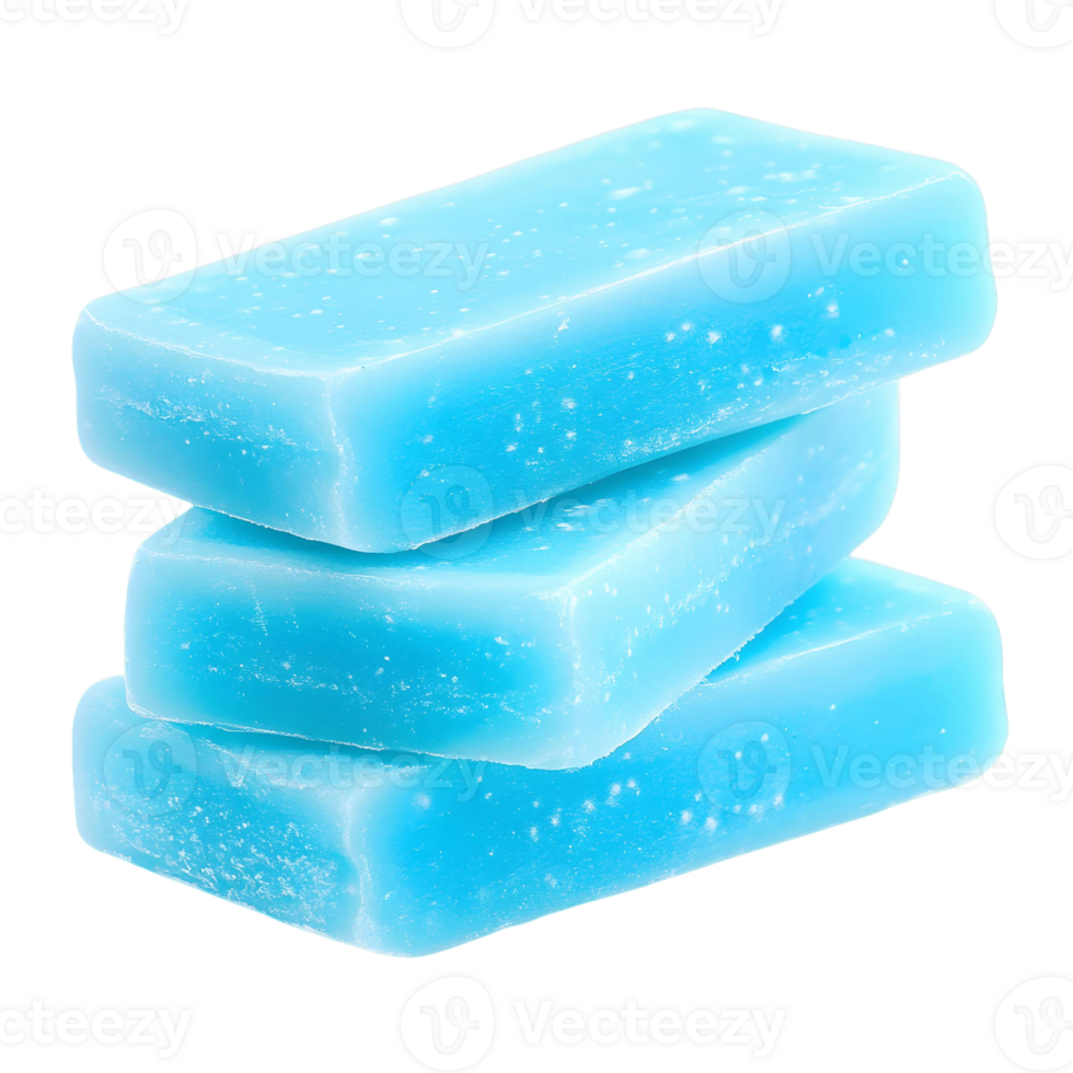 Three blue bars of soap stacked on top of each other png