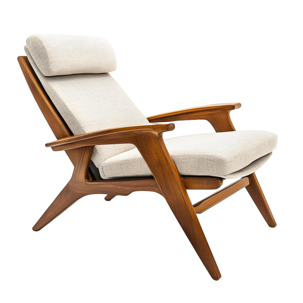 de madera silla con un blanco amortiguar y un marrón espalda png