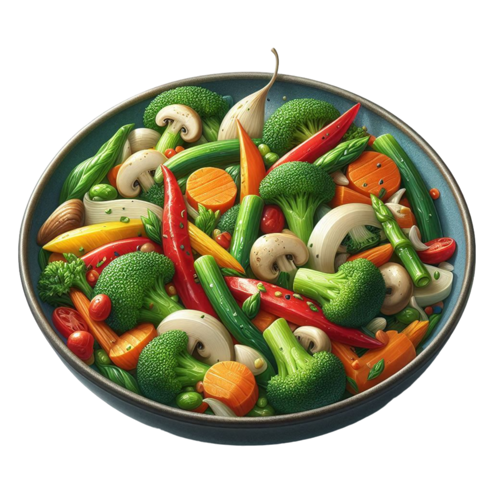 a bowl of vegetables on a plate with a transparent background png