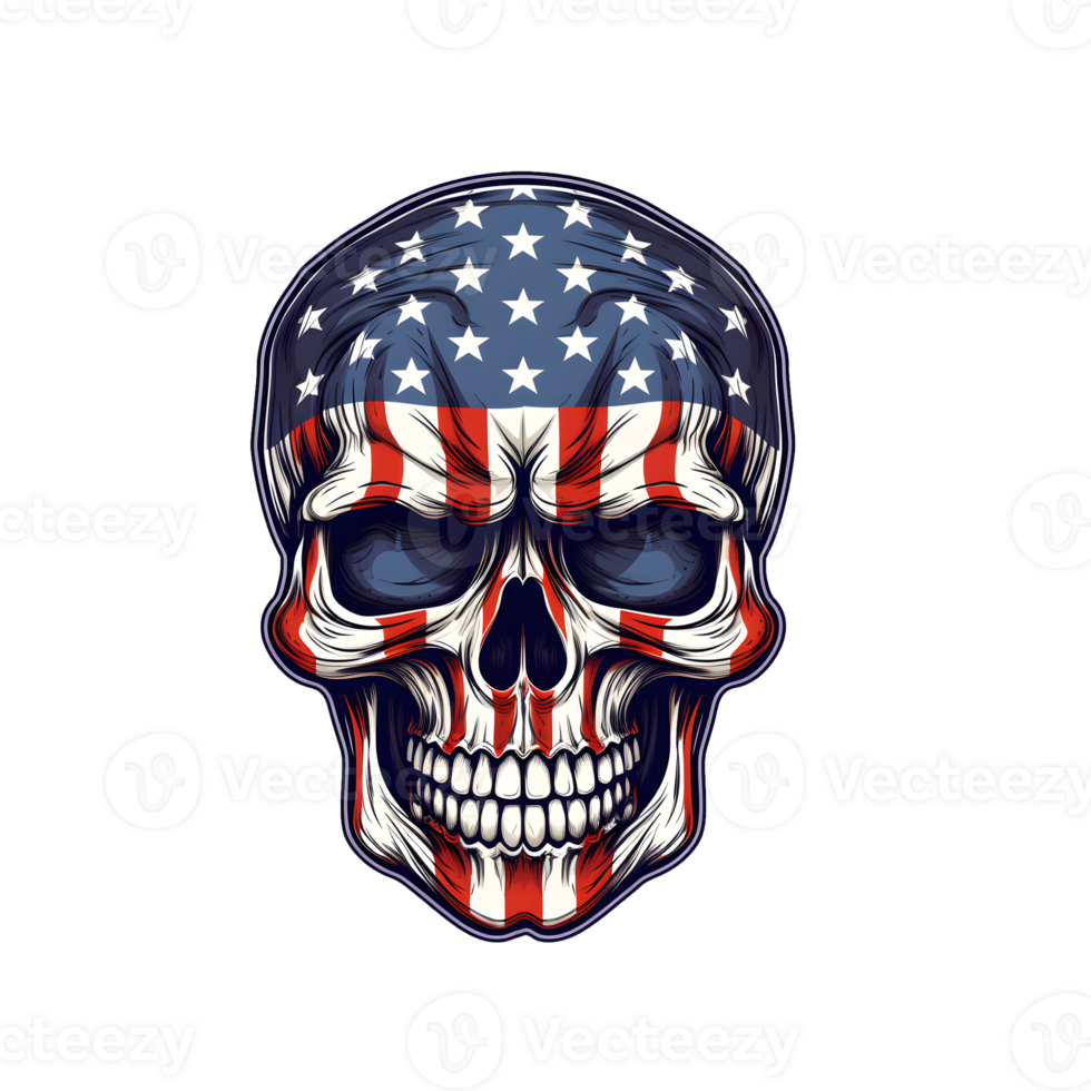 skull with American flag badge design png