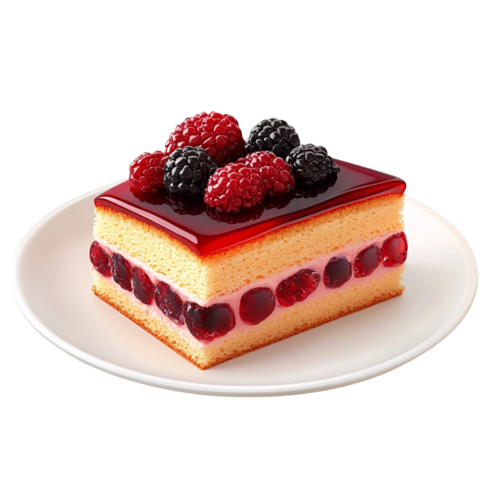 a piece of cake with berries on top png