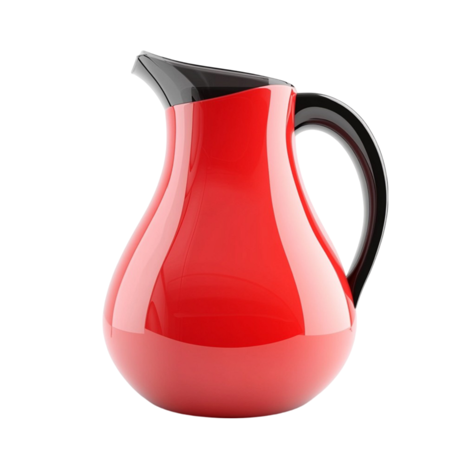 A red pitcher with black trim png