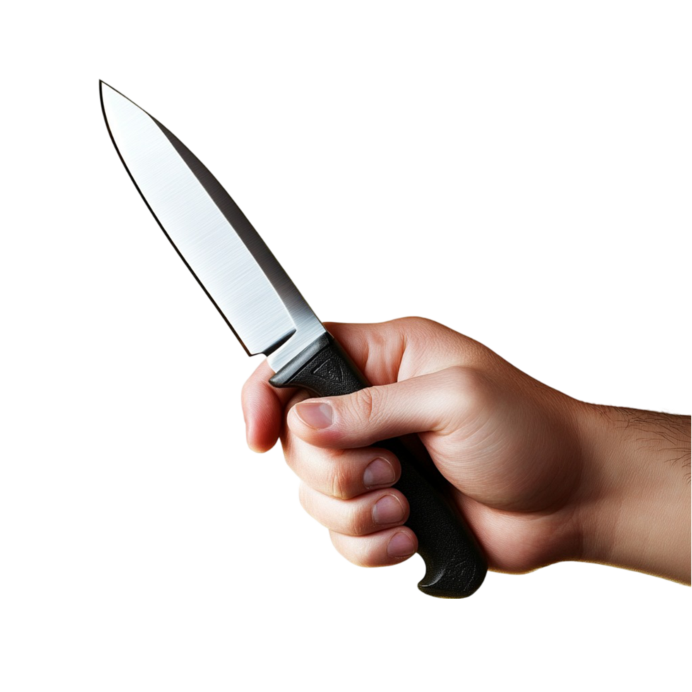 Close-Up Of A Hand Holding A Sharp Knife With Transparent Backdrop png