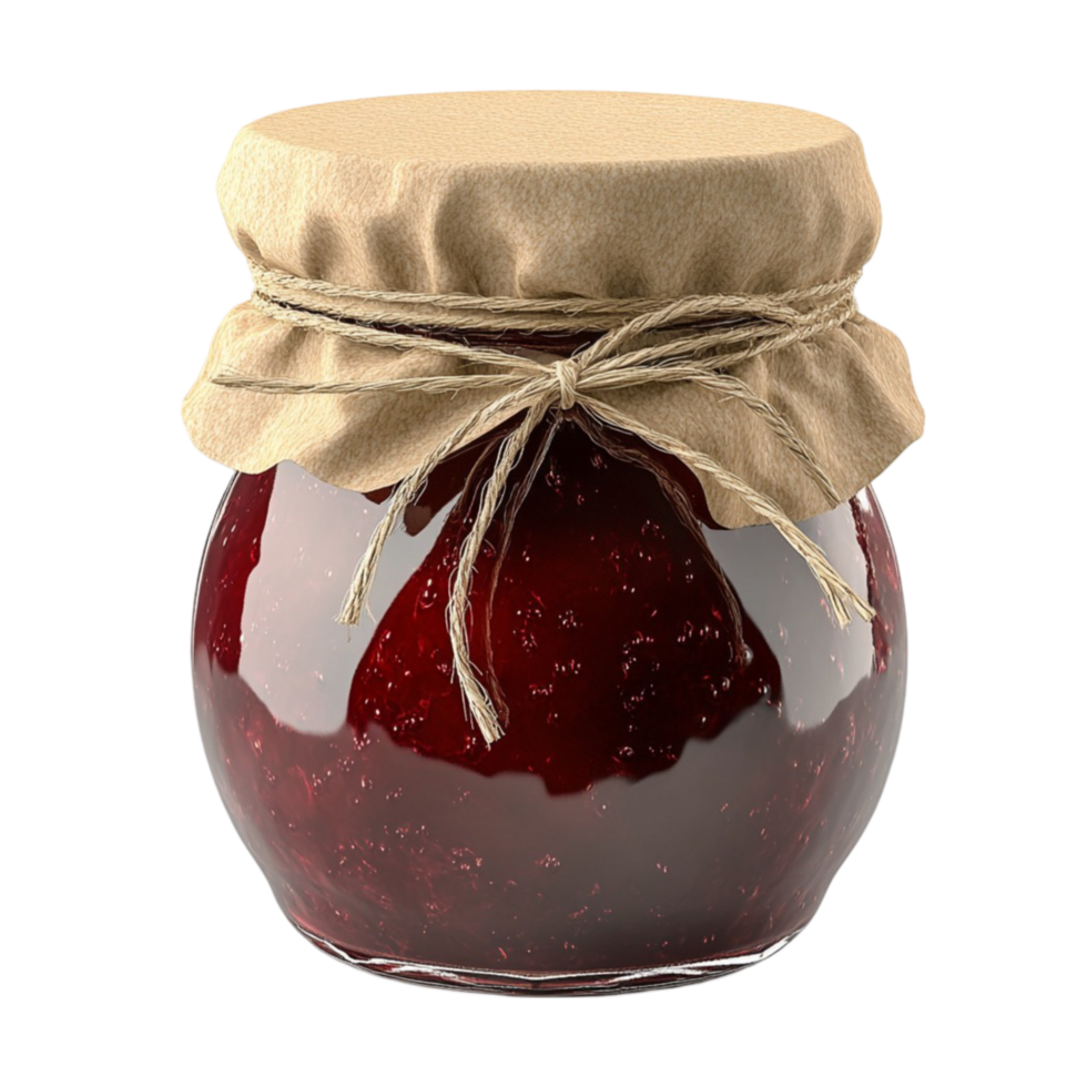 Rustic Jam Jar with a Decorative Brown Paper Wrap png